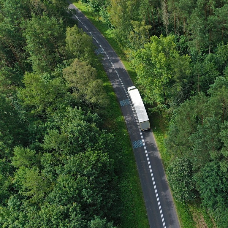White truck transport on road cargo